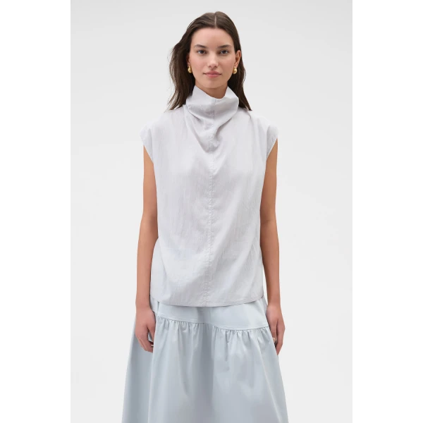 Oroton Soft Drape Shirt Pale Frost, view 2