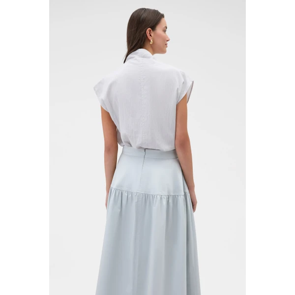 Oroton Soft Drape Shirt Pale Frost, view 5