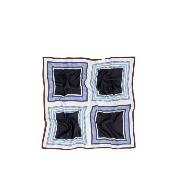 Square Print Silk Scarf Black