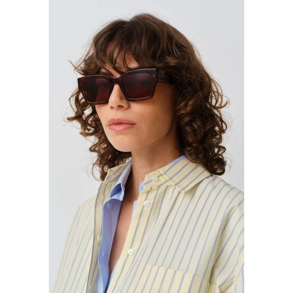 Oroton Stevie Bio Acetate Square Sunglasses Black, view 2