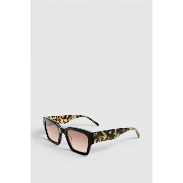 Oroton Stevie Bio Acetate Square Sunglasses Signature Tort, view 2