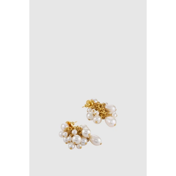 Oroton Vera Pearl Cluster Drop Earrings Pearl, view 3