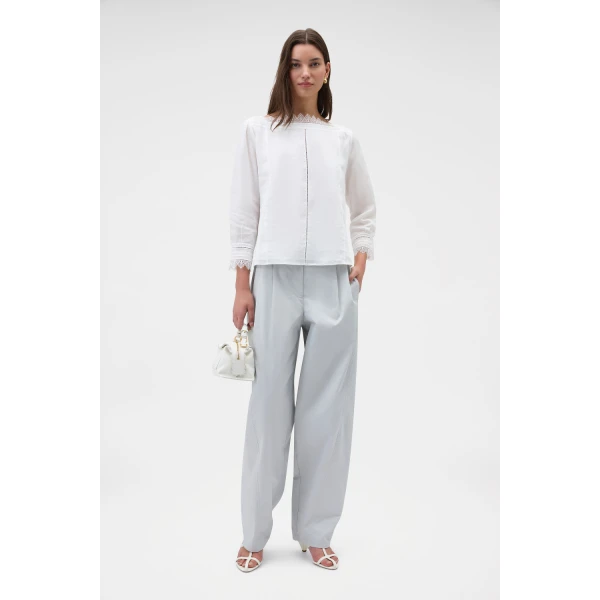 Oroton White Lace Trim Top White, view 2