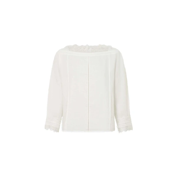 White Lace Trim Top White