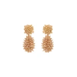 Oscar de la Renta Beaded Cluster Drop Earrings in Champagne