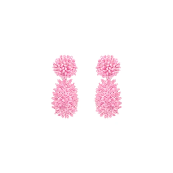 Beaded Cluster Drop Earrings in Rose
