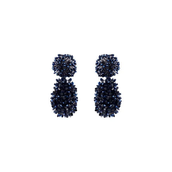 Oscar de la Renta Beaded Cluster Drop Earrings