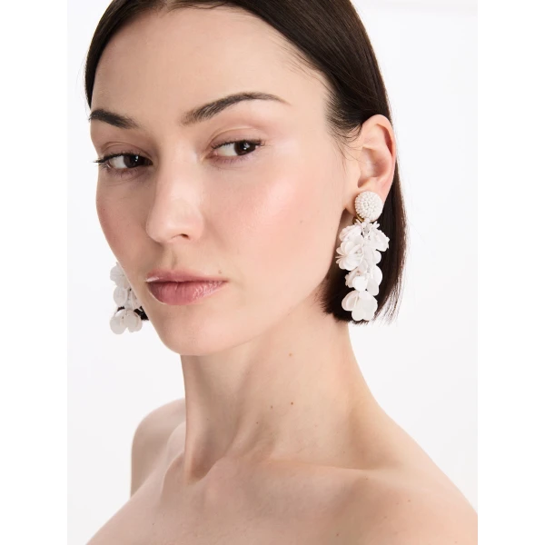 Oscar de la Renta Beaded Floral Bouquet Clip-On Earrings, view 2