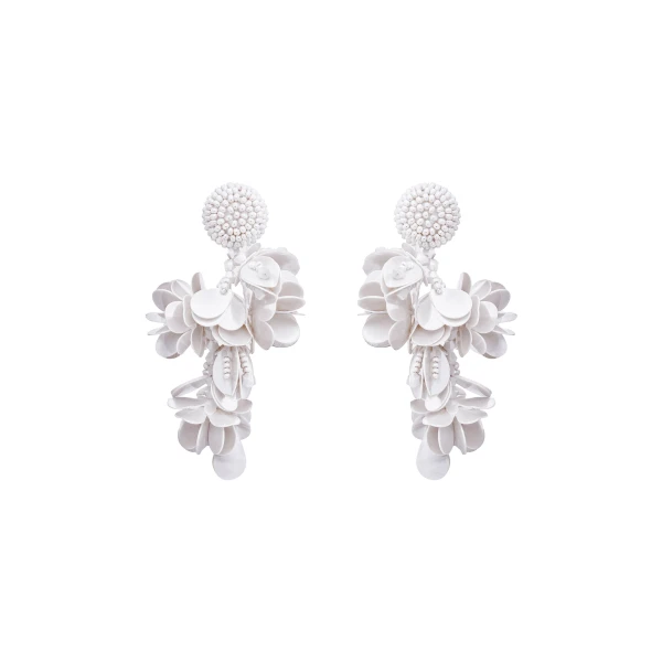 Oscar de la Renta Beaded Floral Bouquet Clip-On Earrings