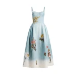 Oscar de la Renta Beaded Mixed Botanical Bustier Dress