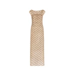 Oscar de la Renta Beaded Wave Embroidered Sleeveless Cocktail Dress