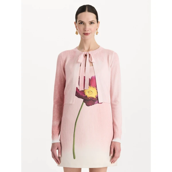 Oscar de la Renta Botanical Tie-Neck Cardigan, view 2