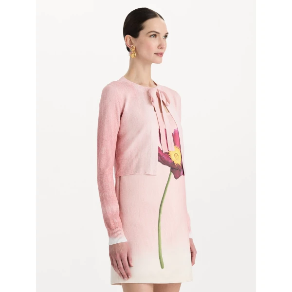 Oscar de la Renta Botanical Tie-Neck Cardigan, view 5