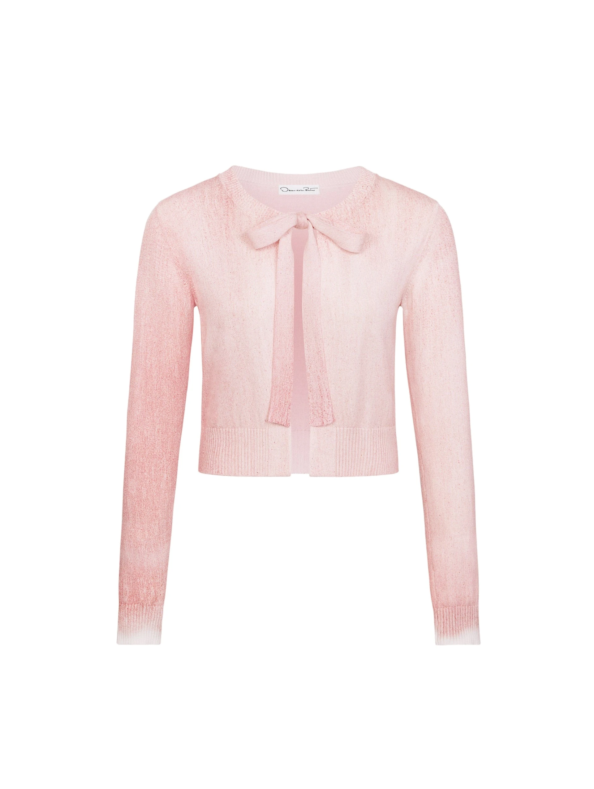 Oscar de la Renta Botanical Tie-Neck Cardigan | Knitwear | Luxury Shoes Oscar de la Renta Botanical Tie-Neck Cardigan