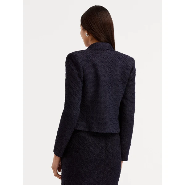 Oscar de la Renta Boucle Tweed Jacket in Navy, view 4