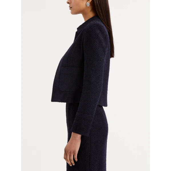 Oscar de la Renta Boucle Tweed Jacket in Navy, view 5