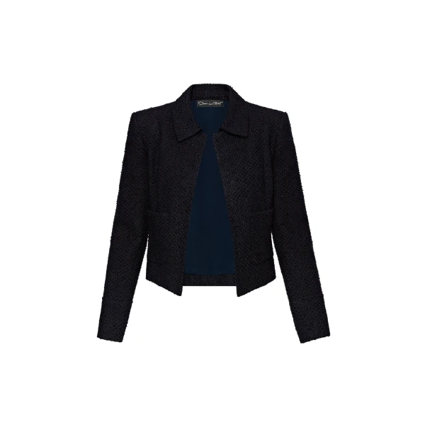 Oscar de la Renta Boucle Tweed Jacket in Navy