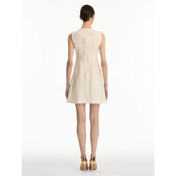 Oscar de la Renta Button-Detailed Wool-Blend Dress, view 3