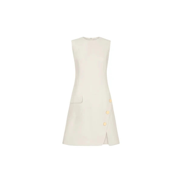 Oscar de la Renta Button-Detailed Wool-Blend Dress
