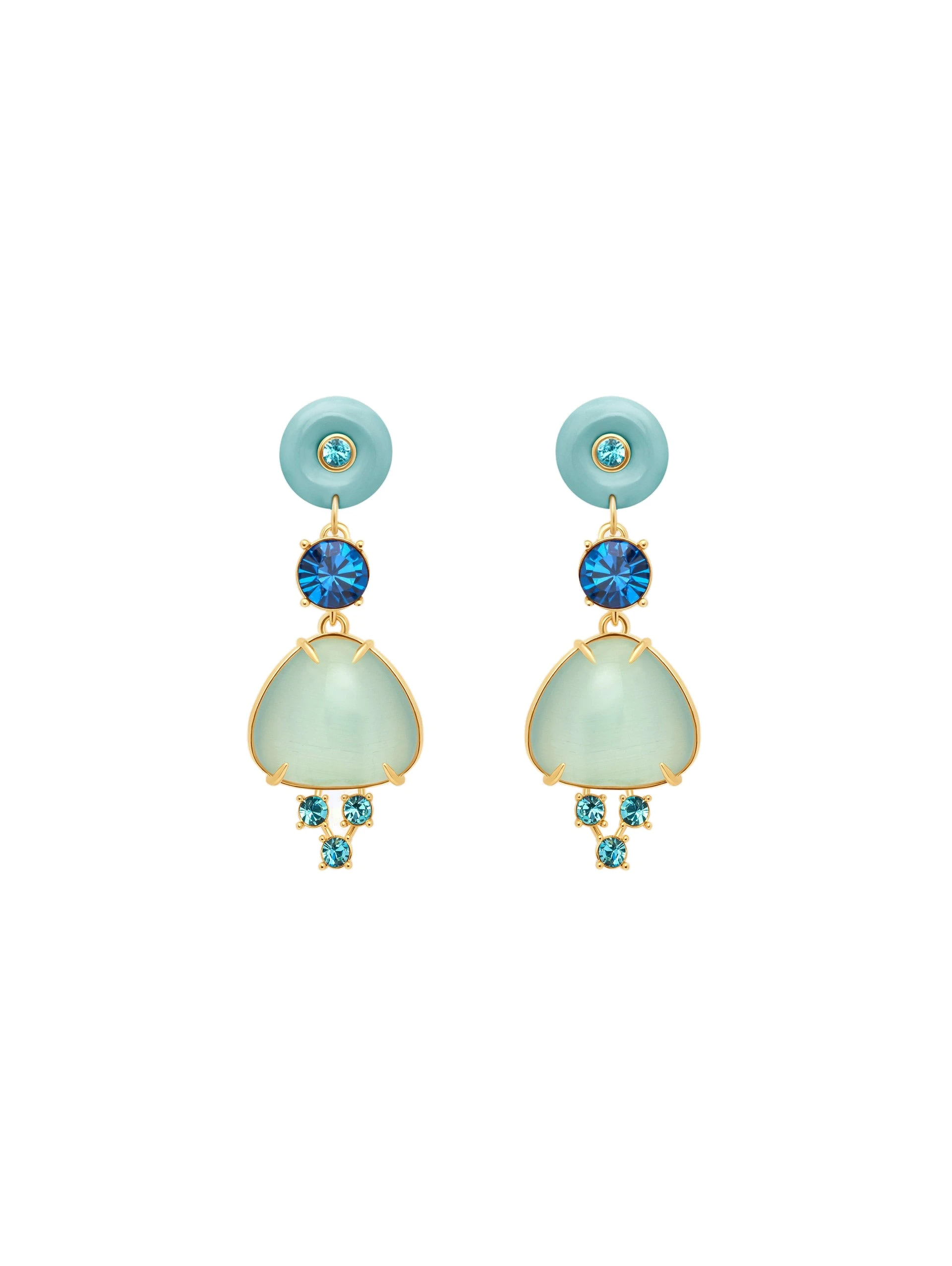 Oscar de la Renta Cabochon Drop Crystal Earrings in Blue | Jewelry | Luxury Shoes Oscar de la Renta Cabochon Drop Crystal Earrings in Blue
