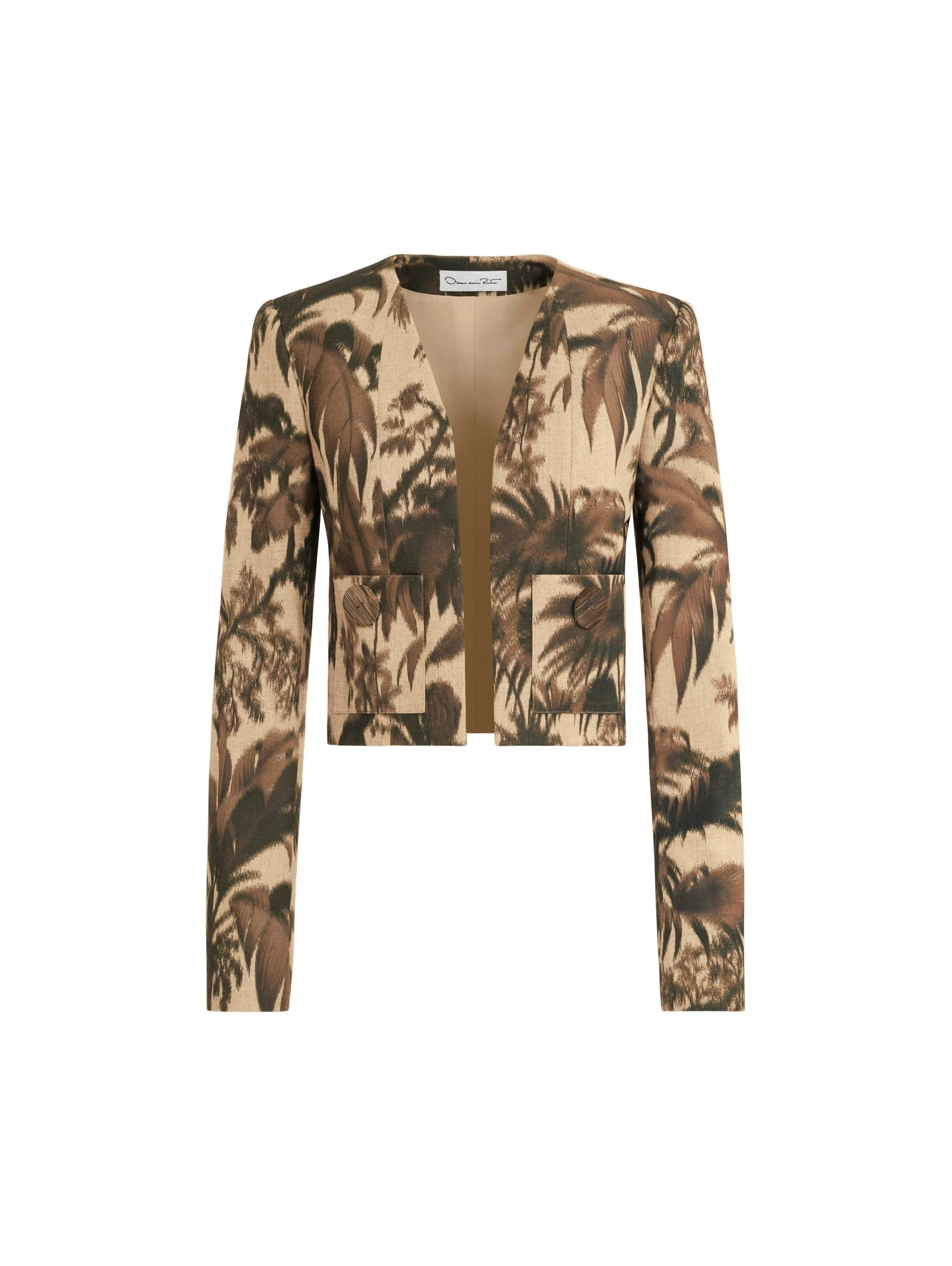 Oscar de la Renta Chiné Palm Leaves Jacket | Jackets | Luxury Shoes Oscar de la Renta Chiné Palm Leaves Jacket