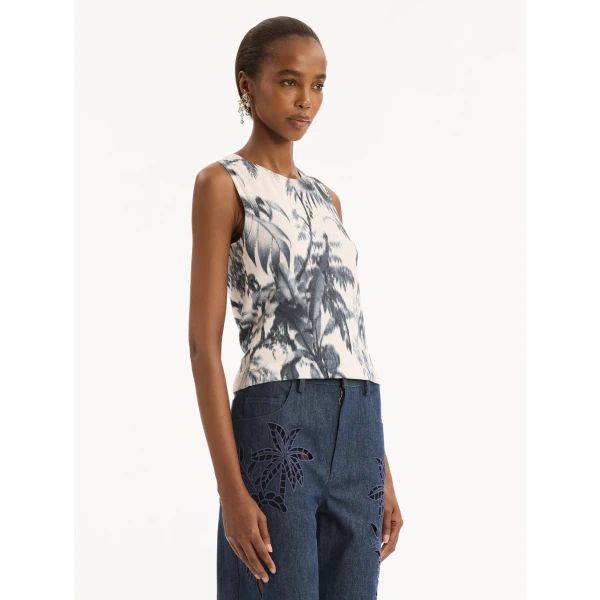 Oscar de la Renta Chiné Palm Leaves Tank, view 4