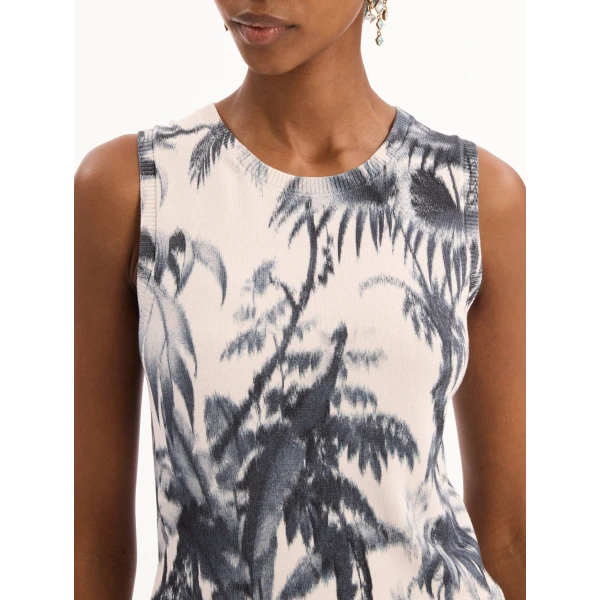 Oscar de la Renta Chiné Palm Leaves Tank, view 5