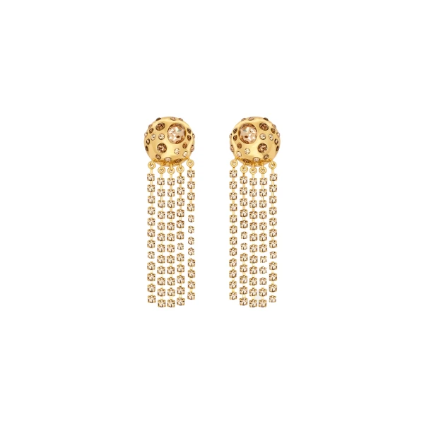 Oscar de la Renta Crystal Fringe Chandelier Earrings
