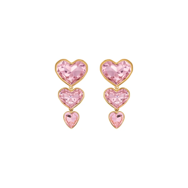Oscar de la Renta Crystal Heart Drop Clip-On Earrings