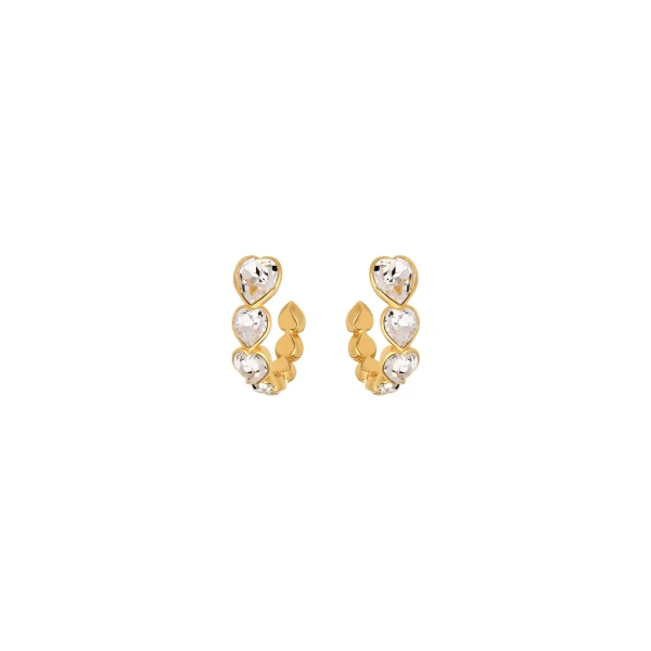 Oscar de la Renta Crystal Heart Hoop Earrings
