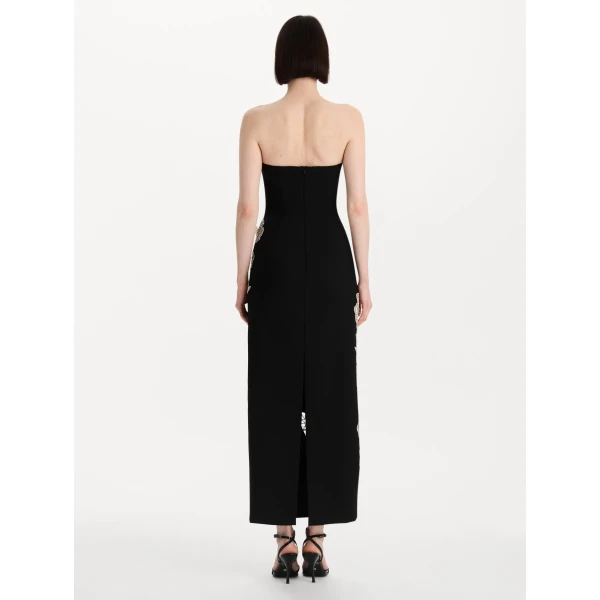 Oscar de la Renta Crystal Leaves Embroidered Cocktail Dress, view 3