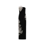 Oscar de la Renta Crystal Leaves Embroidered Cocktail Dress