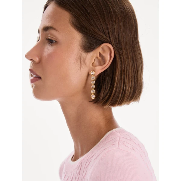 Oscar de la Renta Crystal Sphere Drop Earrings, view 2