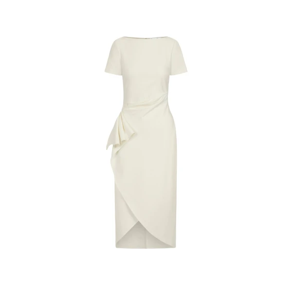 Oscar de la Renta Drape-Detail Wool Dress