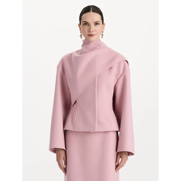 Oscar de la Renta Drape-Detailed Wool Coat