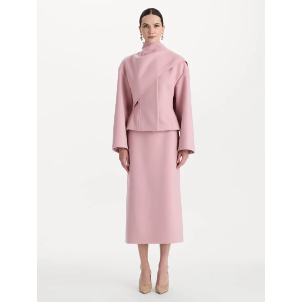Oscar de la Renta Drape-Detailed Wool Coat