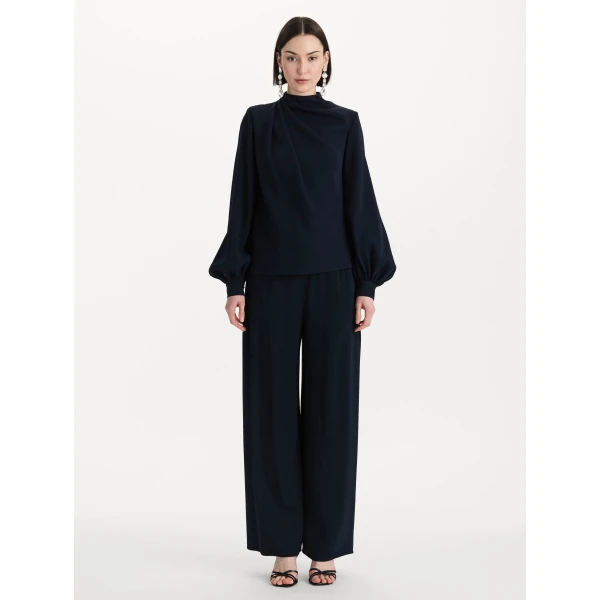 Oscar de la Renta Draped Georgette Blouse, view 3