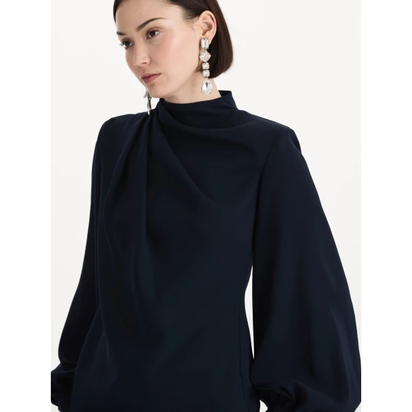 Oscar de la Renta Draped Georgette Blouse, view 6