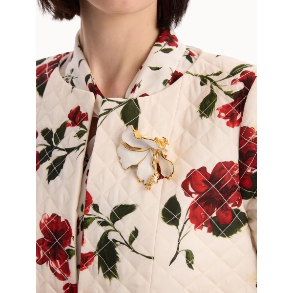 Oscar de la Renta Enamel Folded Hibiscus Brooch, view 2