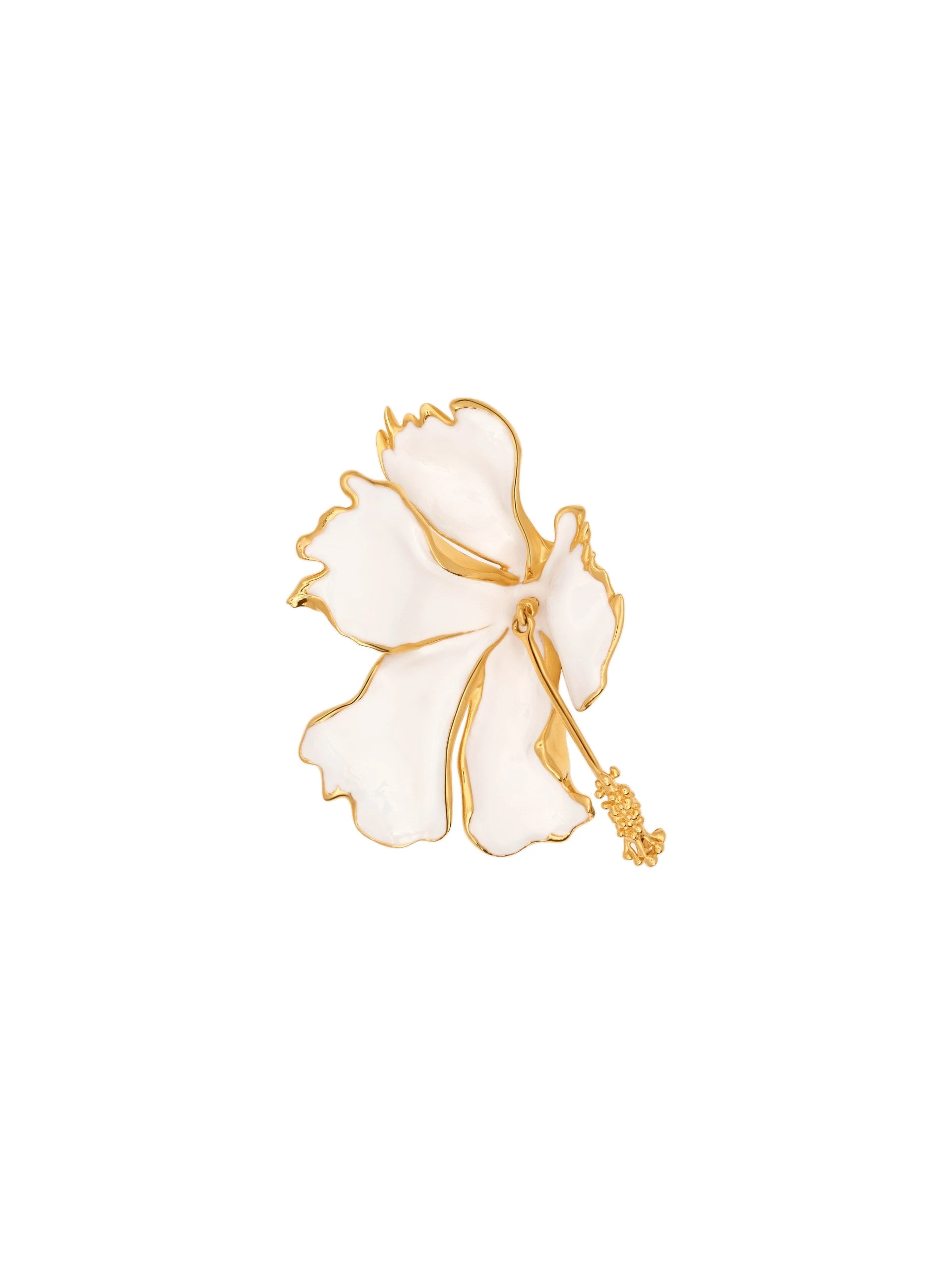 Oscar de la Renta Enamel Folded Hibiscus Brooch | Jewelry | Luxury Shoes Oscar de la Renta Enamel Folded Hibiscus Brooch