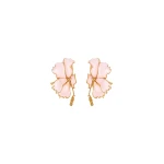 Oscar de la Renta Enamel Folded Hibiscus Clip-On Earrings