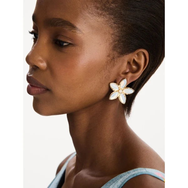 Oscar de la Renta Floral Cabochon Earrings, view 2