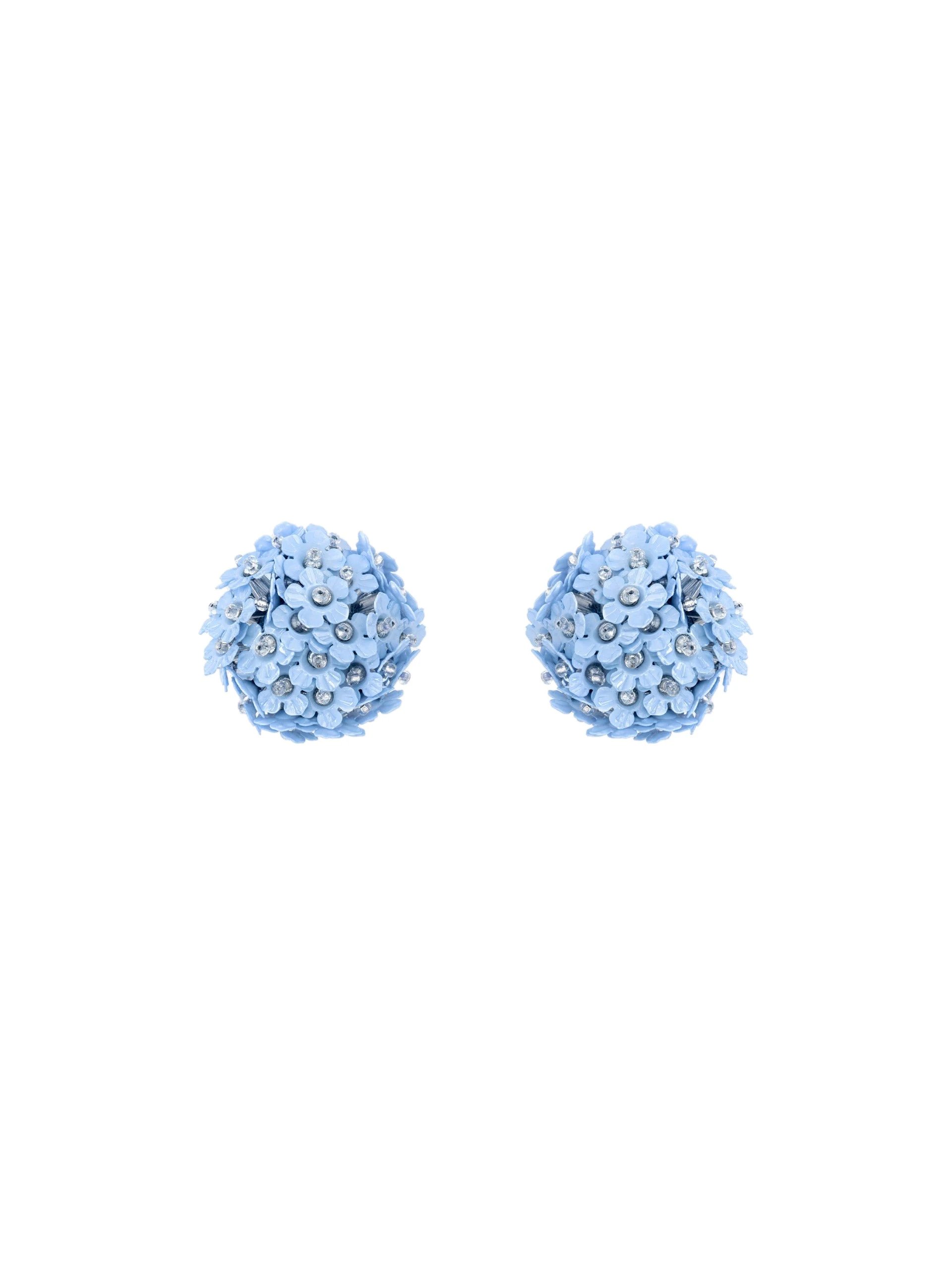 Oscar de la Renta Flower Pompom Small Earrings in Blue | Jewelry | Luxury Shoes Oscar de la Renta Flower Pompom Small Earrings in Blue