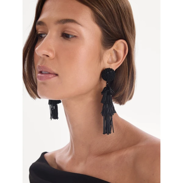 Oscar de la Renta Fringe Tassel Earrings, view 2