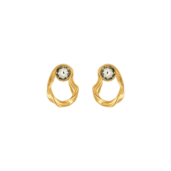 Oscar de la Renta Hammered Loop Stone Earrings