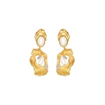 Oscar de la Renta Hammered Pearl Clip-On Earrings