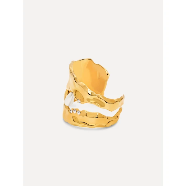 Oscar de la Renta Hammered Pearl Cuff Bracelet, view 3