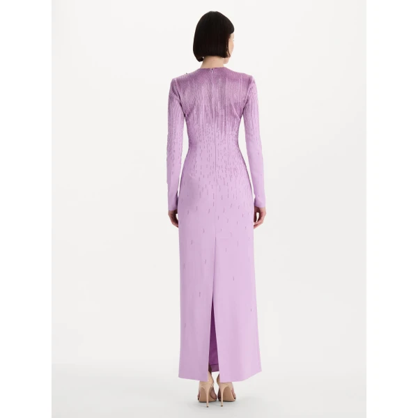 Oscar de la Renta Intarsia Leaves Cutout Embroidered Gown