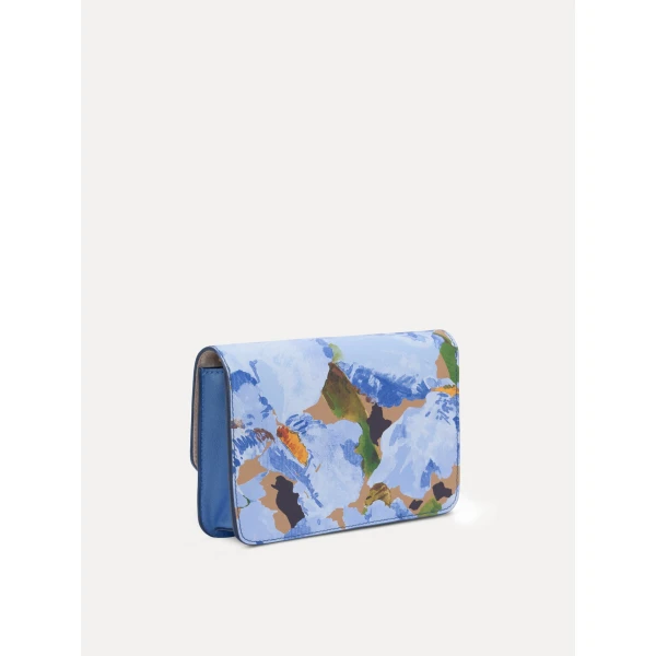 Oscar de la Renta Iris Printed Saffiano O Pochette in Blue