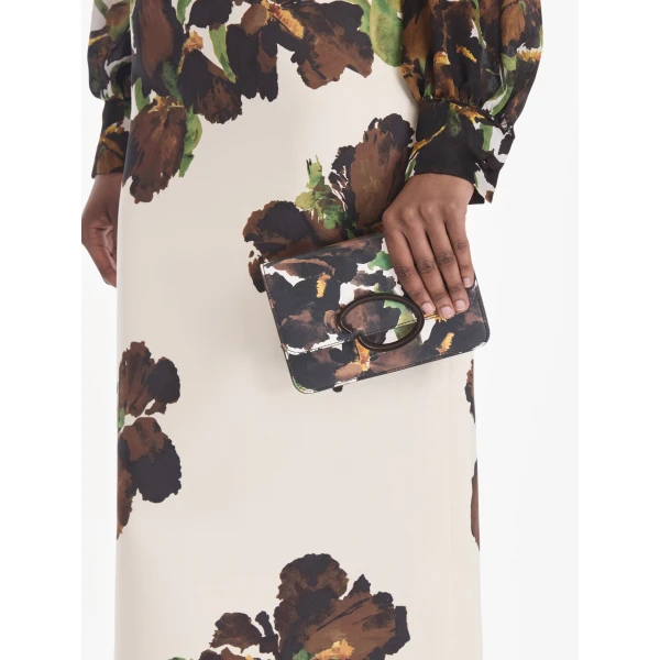 Oscar de la Renta Iris Printed Saffiano O Pochette in Brown